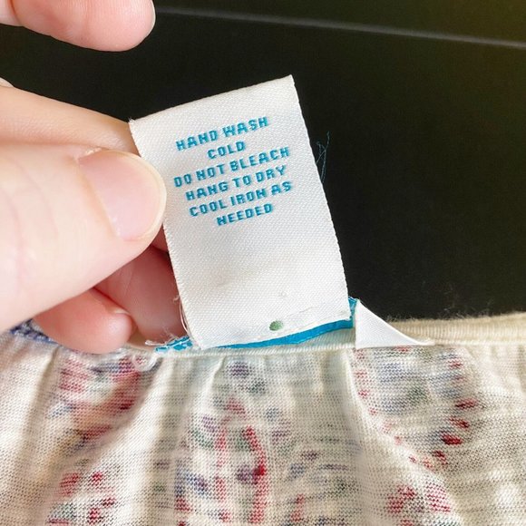 Sundance Catalog Namara Tee Long Sleeve Top Large Ivory Print Tassel Boho - Picture 9 of 11